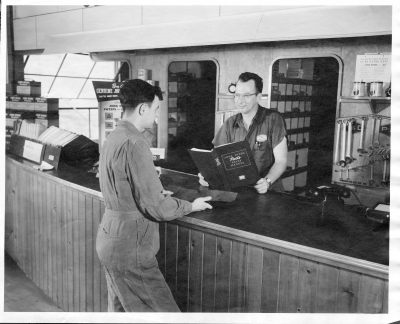 a man sitting on a counter