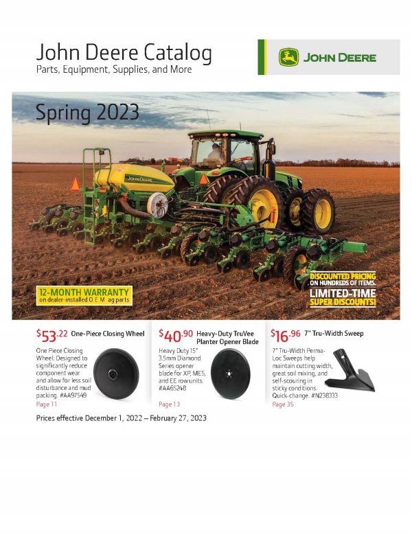 John Deere Spring Parts Sale Catalog 2023